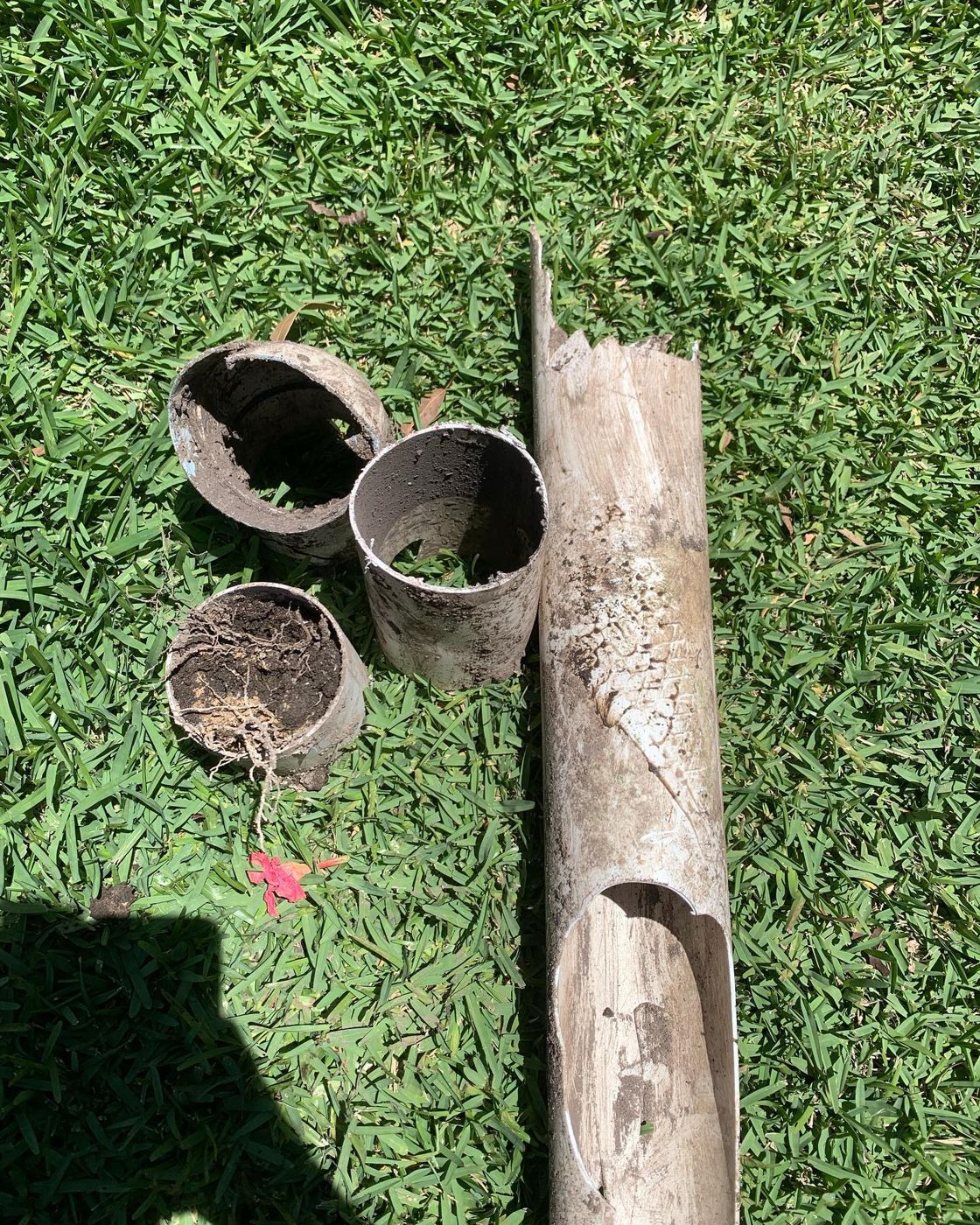 Crushed stormwater pipe before